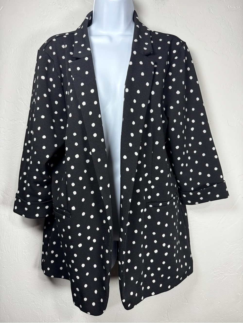 Maurices Black Blazer White Polka Dots Office Size XXL